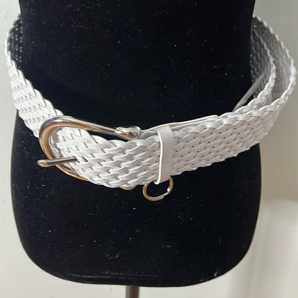 NWT Michael Kors White Woven Genuine Bonded leather‎ Belt Size L